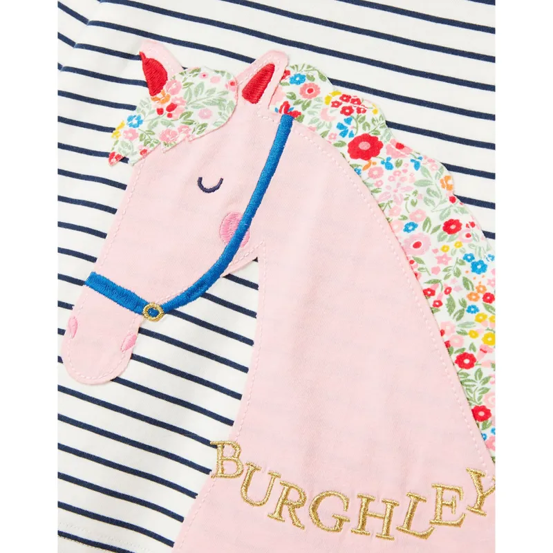 Joules Burghley Girls Long Sleeve T-Shirt - Navy Horse Stripe-3